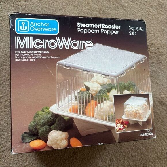 Anchor Hocking Microwave Steamer/Roaster Popcorn Popper *New* - Picture 1 of 7